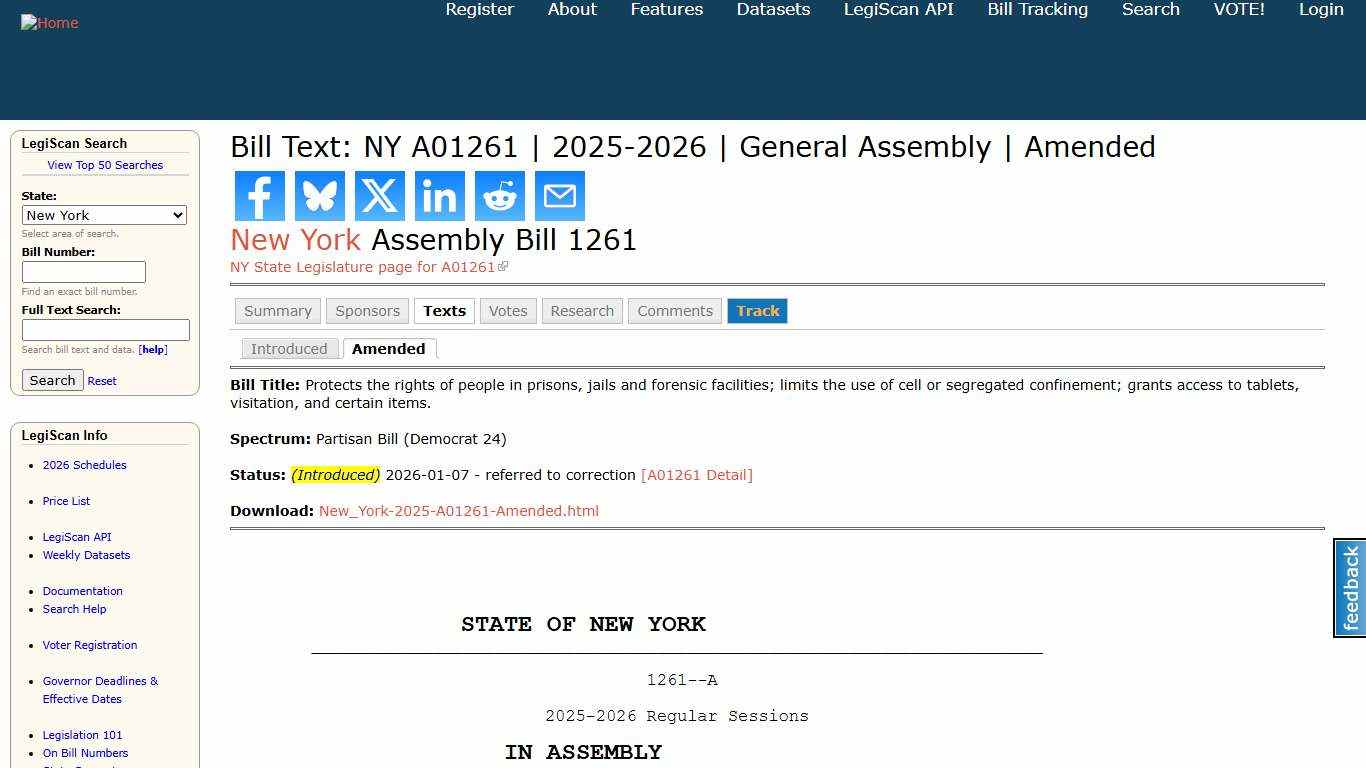 Bill Text: NY A01261 | 2025-2026 | General Assembly | Amended | LegiScan